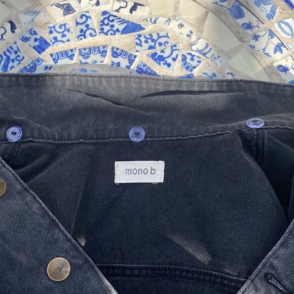 Black/grey denim jacket with removable faux fur collar sz M - Picture 7 of 16